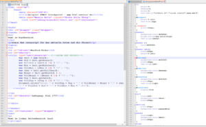 Quelcode einer Webseite und CSS